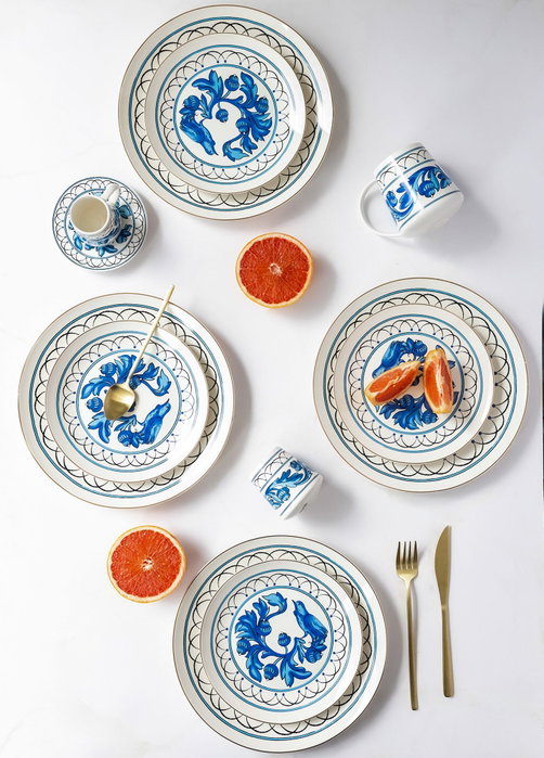 Hermia Set de Platos de Postre Multicolor (6 Piezas) de Porcelana DNR0051